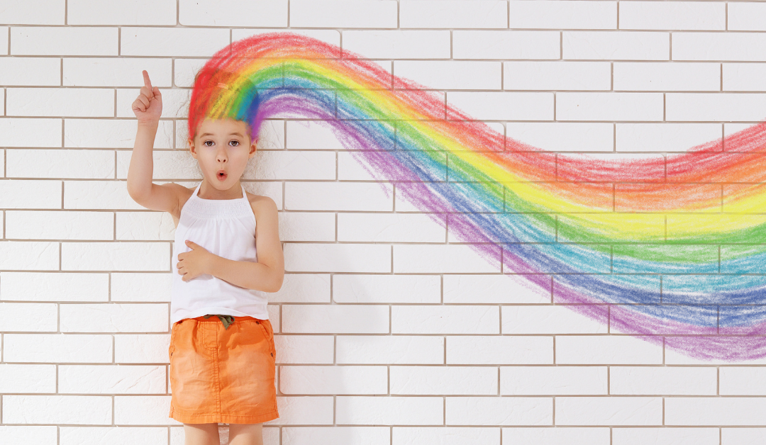 Child with rainbow hair